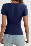 V Neck Lace Short Sleeves Top