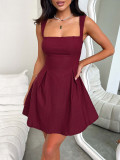 Spaghetti Mini Solid Color Dress