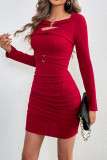 Red Knitting Mini Dress