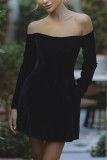Black Off Shoulder MIni Dress