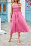 Pink Spaghetti Midi Dress