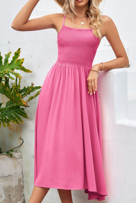 Pink Spaghetti Midi Dress
