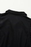 Black Zipper Flutter Sleeve Drawstring High Waist Jumpsuit
