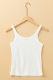 White Solid Color Ribbed Knit Scoop Neck Tank Top