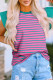 Pink Stripe Colorblock Ruffled Sleeve Crew Neck Blouse