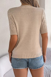 Short Sleeves Eyelet Knitting Top