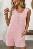 Sleeveless Plain One Piece Romper
