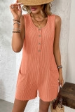 Sleeveless Plain One Piece Romper