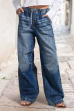 Blue Wide Leg Denim Jeans