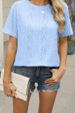 Plain Short Sleeves Back Button Top