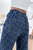 Heart Pattern Denim Jeans