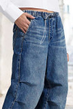 Blue Wide Leg Denim Jeans