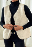White Fleece Button Up Vest Coat