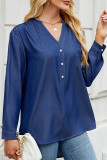 Plain V Neck Long Sleeves Pocket Top
