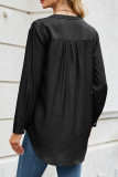 Plain V Neck Long Sleeves Pocket Top