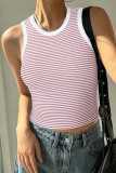 Crew Neck Stripes Tank Top