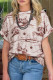 Brown Desert Sand Print Short Sleeve Knit Top