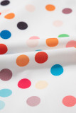 White Polka Dot Print Bubble Sleeve Button Up Plus Size Shirt Dress
