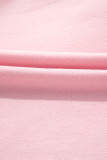 Gossamer Pink Color Block Half Buttoned Ruffled Short Sleeve T Shirt
