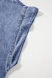 Beau Blue Tie V Neck Tucking Detail Short Sleeve Denim Shift Dress
