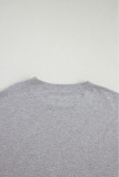 Light Grey Solid Color Loose Tunic Top and Slim Shorts Set