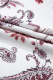 White Vintage Paisley Mock Neck T Shirt