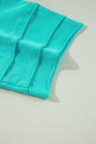 Mint Green Solid Color Half Sleeve Buttons Henley Top