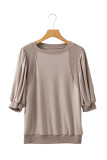 Goat Half Lantern Sleeve Solid Colour Pullover Top