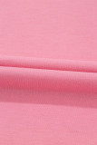 Peach Blossom Half Sleeve Raw Seam High Low Side Split Top