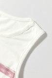 Red Stripe Rainbow Round Neck Tank Top