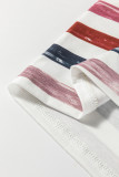Red Stripe Rainbow Round Neck Tank Top