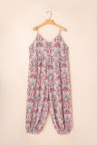 Multicolour Plus Size Paisley Print Sleeveless V Neck Jogger Jumpsuit