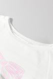 Pink Bow Knot Print Loose Fit Two Piece Casual Lounge Set