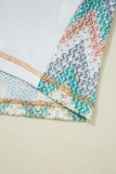 White Chevron Patchwork Raglan Sleeve Knitted T Shirt