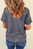 Gray Bunny Ear Bow Printed Easter Fashion T Shirt