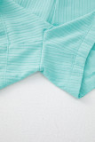Mint Green Ribbed Button V Neck Tank Top and Shorts Set