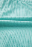 Mint Green Ribbed Button V Neck Tank Top and Shorts Set