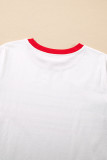 White Rainbow Stripe Print Contrast Crewneck T Shirt