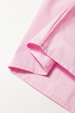 Light Pink Lace Square Neck Patchwork Puff Sleeve Blouse