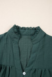 Skobeloff Frilled V Neck Ruffled Cap Sleeve Blouse