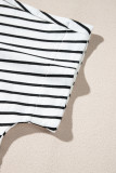 Black Stripe Two Tone Colorblock V Neck T Shirt