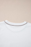 White RODEO Horseshoe Embroidered Patch Pocket T Shirt