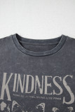 Dark Grey Kindness Butterflies Graphic Mineral Wash Loose Tee