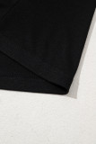 Black Leopard Print Patchwork Ruffled Sleeve V Neck T Shirt