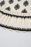 Beige Geometric Printed Sleeveless Hollowed Bowknot Back Mini Dress