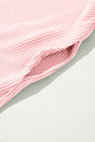 Blossom Corded Knit Crew Neck Puff Sleeve Shift Mini Dress