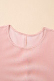 Blossom Corded Knit Crew Neck Puff Sleeve Shift Mini Dress