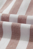 Khaki Stripe Casual Button Down Sleeveless Shirt