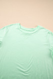 Iceland Blue Round Neck Rolled Sleeve Plus Size T-shirt
