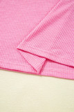 Bonbon Striped Ruffle Flutter Sleeve Ribbed Blouse